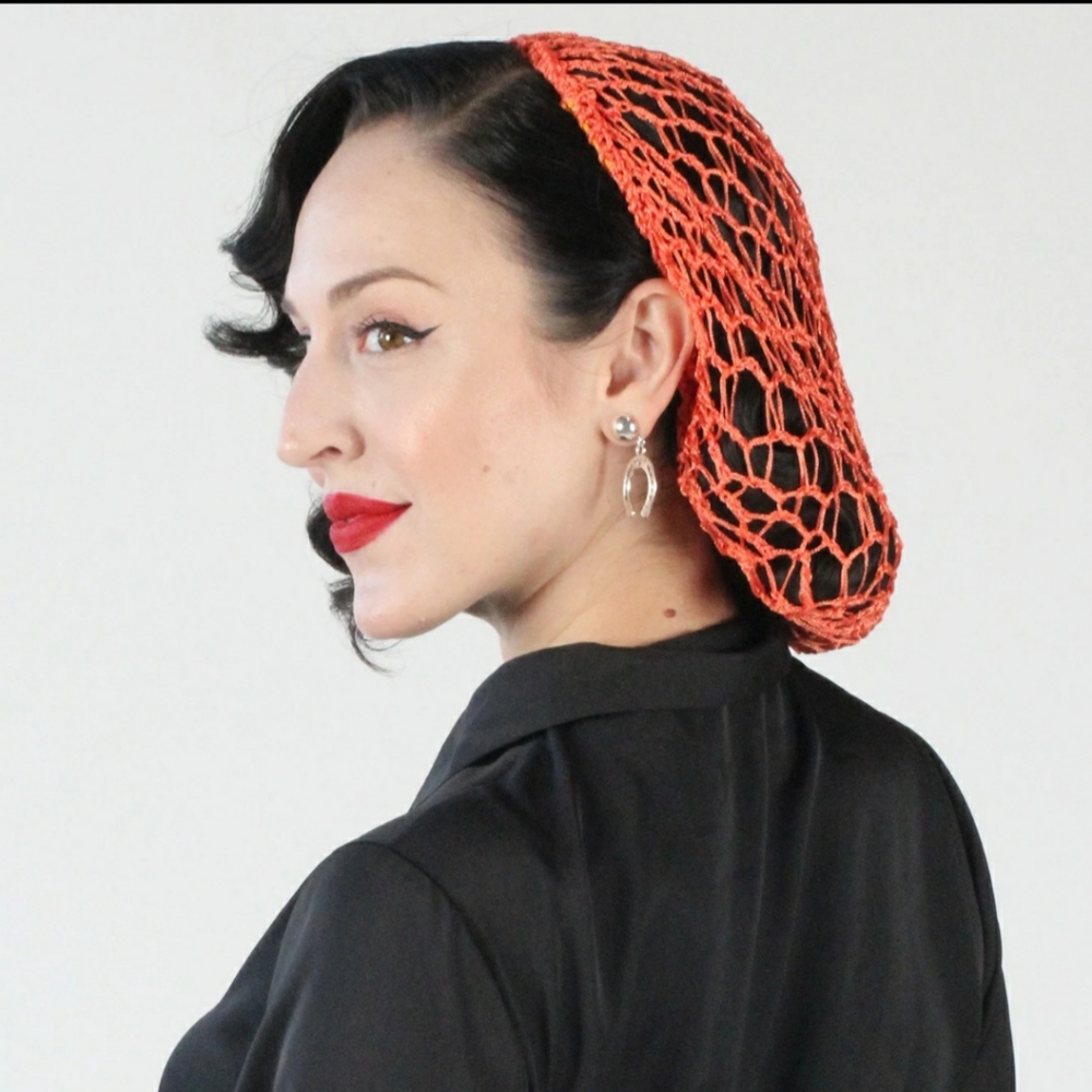 Tatyana RockABilly Vintage 1940's Pinup Hollywood Starlet Orange Hair Snood Net